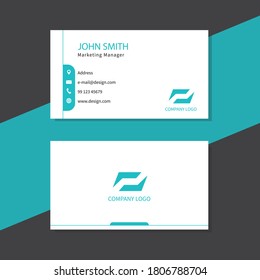 Elegant business card, blue and white business card. Vector illustration.