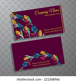 Elegant business card with bouquet of colorful flowers