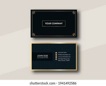 Elegant Business Card Design With Double-Side Presentation On Beige Background.