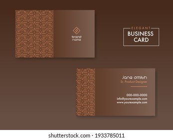 Elegant Business Card Design With Double-Sides On Brown Background.