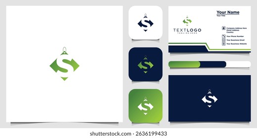 Elegant business card design with a modern 'S' letter tag logo concept