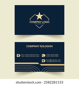 Elegant Business Card Design with Navy Blue and Gold Theme