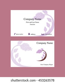 Elegant business card with lilac tree logo symbol