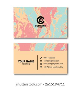Elegant Business Card with Marble Texture and Contact Information