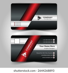 Elegant Business Card with Red and Metallic Accents