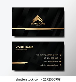 Elegant business card template with abstract black gradient shapes
