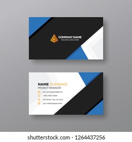 Elegant business card template with blue details