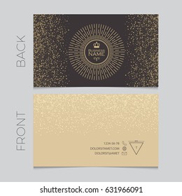 Elegant Business Card Template. Cover, Booklet, Greeting Card and Poster Retro Gold Design. Premium Invitation. Vector illustration