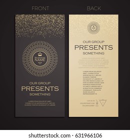 Elegant Business Card Template. Cover, Booklet, Greeting Card and Poster Retro Gold Design. Premium Invitation. Vector illustration