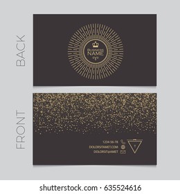 Elegant Business Card Template. Cover, Booklet, Greeting Card and Poster Retro Gold Design. Premium Invitation. Vector illustration