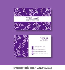 Elegant business card template with flowers in watercolor