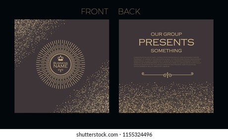 Elegant Business Card Template. Flyer, Booklet, Greeting Card and Poster Retro Gold Design. Premium Invitation. Vector illustration