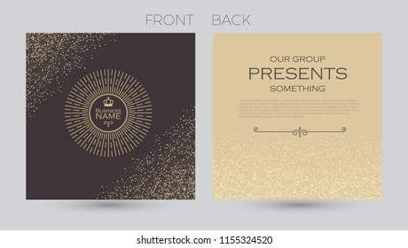 Elegant Business Card Template. Flyer, Booklet, Greeting Card and Poster Retro Gold Design. Premium Invitation. Vector illustration