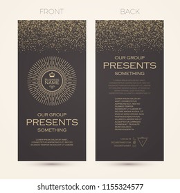 Elegant Business Card Template. Flyer, Booklet, Greeting Card and Poster Retro Gold Design. Premium Invitation. Vector illustration