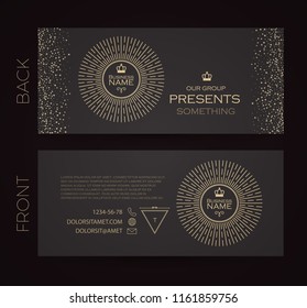 Elegant Business Card Template. Flyer, Booklet, Greeting Card and Poster Retro Gold Design. Premium Invitation. Vector illustration