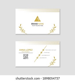 Elegant business card template with gold details