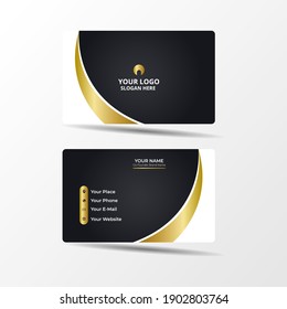 Elegant Business Card Template With Gold Concept Modern Geometric Card Black