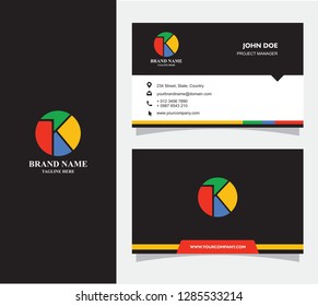 elegant business card template with letter logotype K full colour