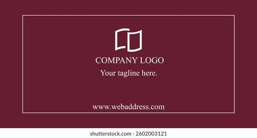 Elegant business card template with a minimalist design. Features a deep burgundy background, white outlined frame, and a centered company logo placeholder. Ideal for corporate branding, professional.