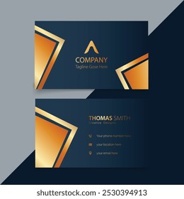 elegant business card template vector with gradient style. Modern Luxury business card print templates in black and gold. personal business visitation card featuring the logo. 
