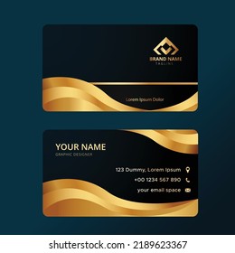 Elegant business card template with wavy gold shape