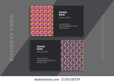 Elegant business card templates. Trendy corporate stationery mockup with dark artistic geometric pattern. Clean and simple vector editable background with sample text. EPS10