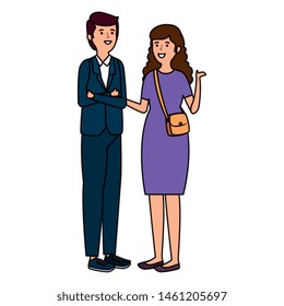 elegant business couple avatars characters