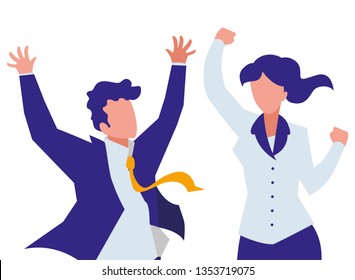 elegant business couple celebrating characters