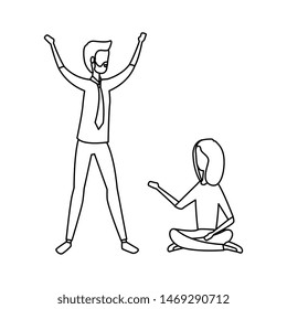 elegant business couple practicing yoga