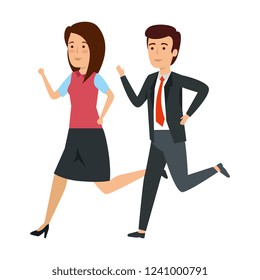 elegant business couple running character