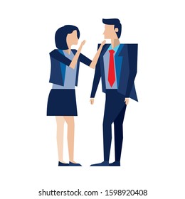 elegant business couple workers avatars characters vector illustration design