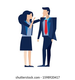 elegant business couple workers avatars characters vector illustration design