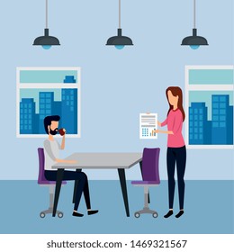 elegant business couple workers in the office