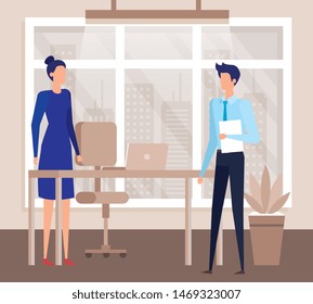 elegant business couple workers in the office