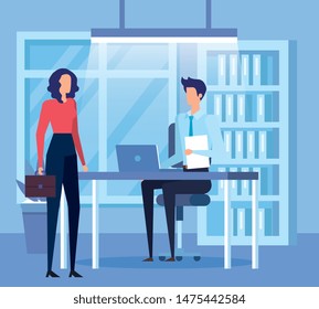 elegant business couple workers in the office