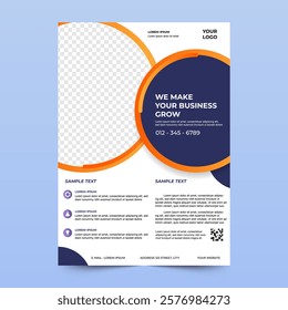 elegant business flyer template to promote your services effectively. A4 size design, modern layout