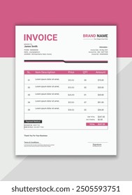 Elegant business invoice template design. Modern business invoice vector illustration. Money receipt or bill payment agreement template layout