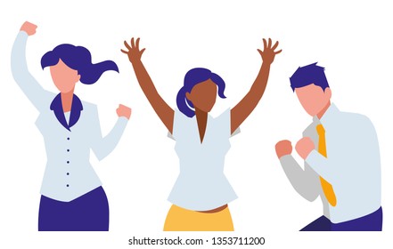elegant business people celebrating characters