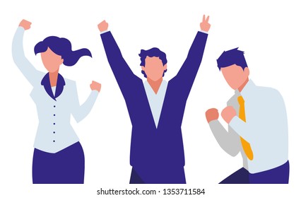 elegant business people celebrating characters