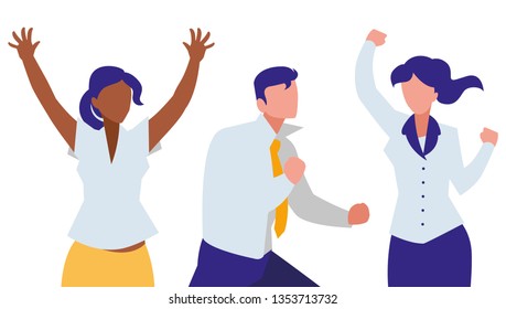 elegant business people celebrating characters