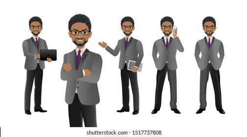 Elegant business people with different poses. vector