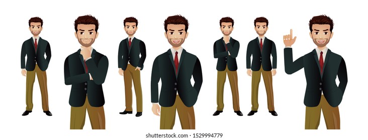 Elegant business people with different poses. vector