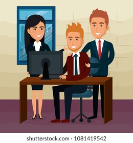 elegant business people in the office scene