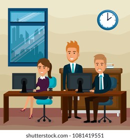 elegant business people in the office scene