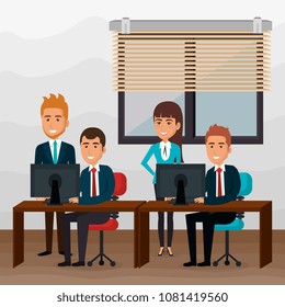 elegant business people in the office scene