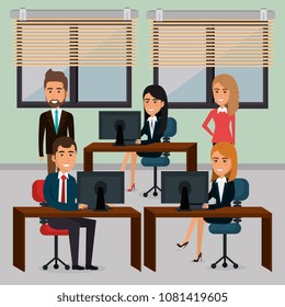 elegant business people in the office scene