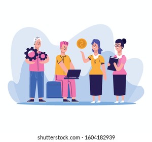 elegant business people workers characters vector illustration design