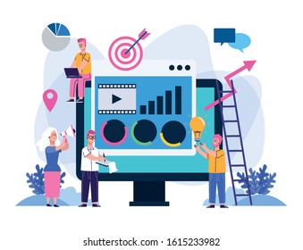 elegant business people workers characters vector illustration design