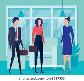 elegant business people workers in the livingroom