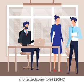 elegant business people workers in the office